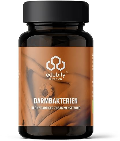edubily nutrition® Darmbakterien Kapseln mit L. plantarum, L. reuteri, S. thermophilus, B. lactis, B. longum, B. infantis & B. adolescentis - Ohne Inulin - 90 Kapseln