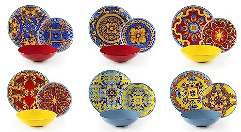 Excelsa Trinacria Service d'assiettes 18 pièces, porcelaine et céramique