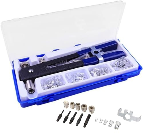 YWHWXB 86 Pcs Heavy Blind Rivet Nut Tool Kit Hand Riveter Wrench Threaded Insert Rivnut Nutsert with M3 M4 M5 M6 M8 for Furniture,Decoration,Car,Trailer,Boat