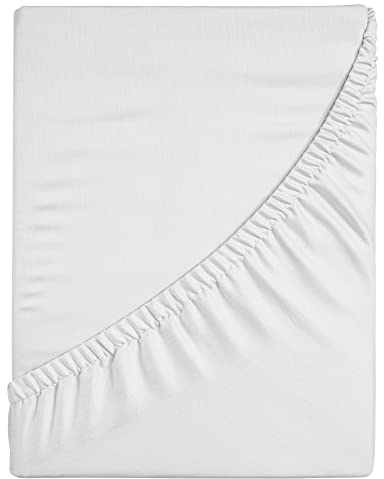 Komfortec Spannbettlaken Jersey 100% Baumwolle – 140x200 cm – 135g/m² – Weich, Atmungsaktiv & Hautfreundlich – Mit Rundumgummi – Oeko-Tex Zertifiziert – Für Boxspring, Topper & Matratzen – Weiß