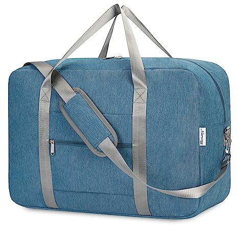 Narwey Handgepäck Tasche für Flugzeug Faltbare Reisetasche Damen Weekender Bag Sporttasche Damen Herren Handgepäck Koffer Groß 40L(Navy blau)