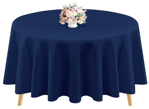1 Packung dunkelblaue runde Tischdecken aus Polyester, 228 cm, runde Tischdecke, Flecken- und knitterfrei, waschbare Tischdecke für Hochzeiten, Partys, Bankette, Buffettische, Feiertage dekorieren