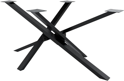 CLP Tischbeine Jimmy I Tischkufen Aus Vierkantprofilen I Höhe 72 cm I Sternförmiges Tischgestell, Farbe:Industrial schwarz, Größe:160x80x72 cm
