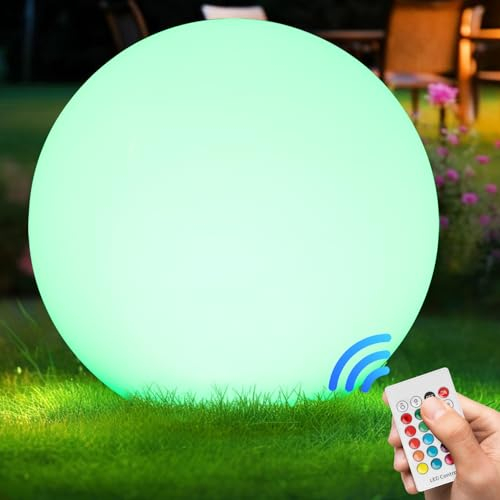 Solarkugel für Außen,Solarlampen für Außen Kugel 30CM RGB, Wasserdichte IP66 Solarleuchten Garten,1200mAh Dimmbare Solarkugel Gartenleuchten Außen,Kugelleuchten Schwimmbad, Balkon, Zimmer Deko