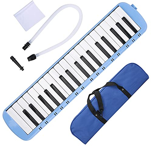 37 Tangenter Melodica Wind Keyboard, Portable Blowpipe Kit, Nybörjare Till Professionell Träning Musikinstrument, Slagtåligt ABS-material (Blå)