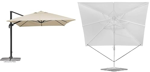 Schneider Sonnenschirm Rhodos Grande, natur, 400 x 300 cm rechteckig & erung für Ampelschirme, 313-00, schwarzes Polyesterband, 0.09 kg, 273 x 2 x 0.2 cm