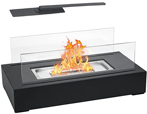 KUANGGE Rechteckiger Tischkamin, tragbarer Feuerschalentopf, Flammenmodellierungsheizer, Bioethanol-Feuerstelle, ideal für den Innen- und Außenbereich