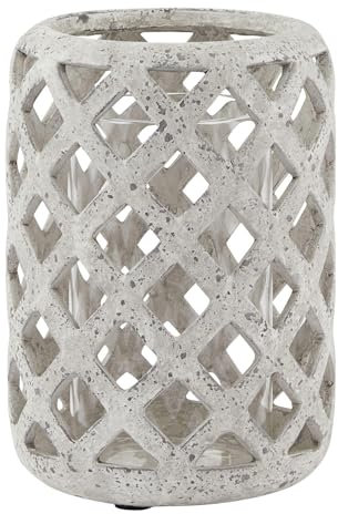 Hill Interiors - Lámpara de Huracán Diseño Efecto Piedra (23 cm x 16 cm x 16 cm) (Gris)