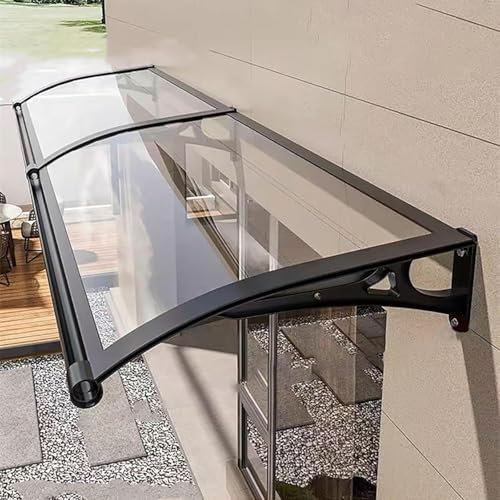 Clear Awning For Front Door,Window Awning With Aluminum Bracket,Large Sink,Snow And Uv Protection,Polycarbonate Cover,for Window, Porch Shade, Patio, Roof,N-60x120cm/24x48in