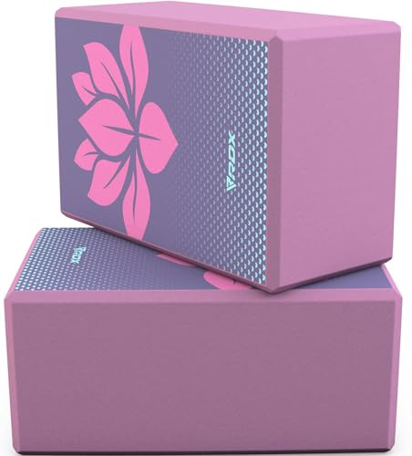 RDX Yoga Block Set, High-Density Eva Foam, Non-Slip Brick for Pilates Flexibility Body Balance, Easy Grip Surface for Stability Strength Training