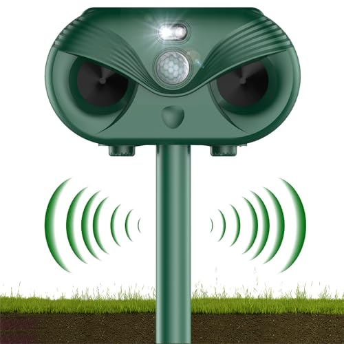 Repellente per gatti ad ultrasuoni, 4 modalità, repellente per gatti solare, repellente per animali ad ultrasuoni con rilevatore di movimento, impermeabile repellente per gatti per giardino, gatti