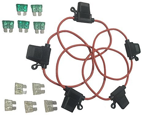 KOLACEN Automotive Truck Truck In-line Portafusibile da 14 AWG per fusibile standard a lama standard 5 pezzi + 10 pezzi Fusibile a lama standard 25Apm 30Amp