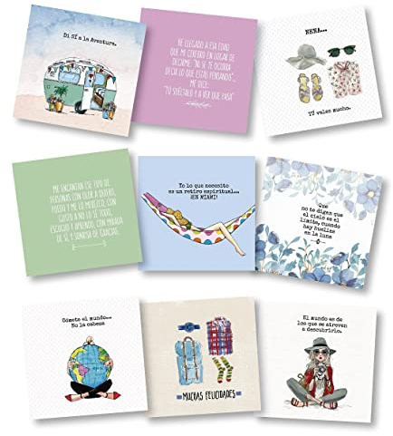 HappyMots Talonario 49 Tarjetas Regalo | Diseños variados | Incluye 10 Sobres Kraft | Tarjeta Felicitacion | Tarjetas personalizadas | Postales y Tarjetas de Cumpleaños Originales | Postales bonitas