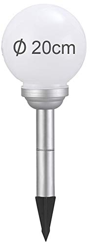 Solar-Kugel-Dekoleuchte OLA D: 20cm Garten Dekokugel mit Erdspieß Solar-Erdspießleuchte Boden-Wege-Deko-Lampe (Drm. 20cm)