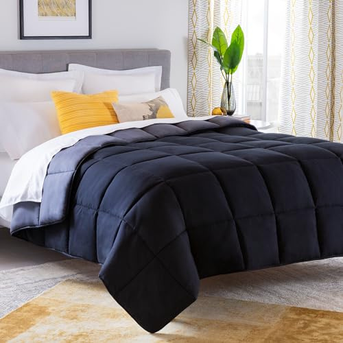 Linenspa Edredón nórdico de microfibra – relleno nórdico 4 estaciones – ultra suave – Edredon Cama 150 (220 x 240 cm), Negro / Gris Oscuro
