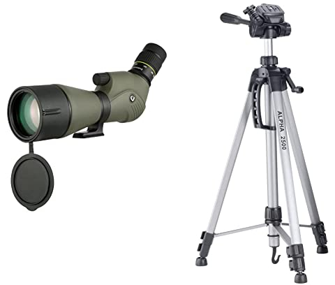 Vanguard Endeavor XF 80A Spektiv (80mm, 20-60 Zoom) grün-schwarz, 45° Schrägeinblick & CULLMANN - 52125 - Alpha 2500 Stativ mit 3-Wege-Kopf (Auszugshöhe 165 cm, Packmaß 67 cm), Silber