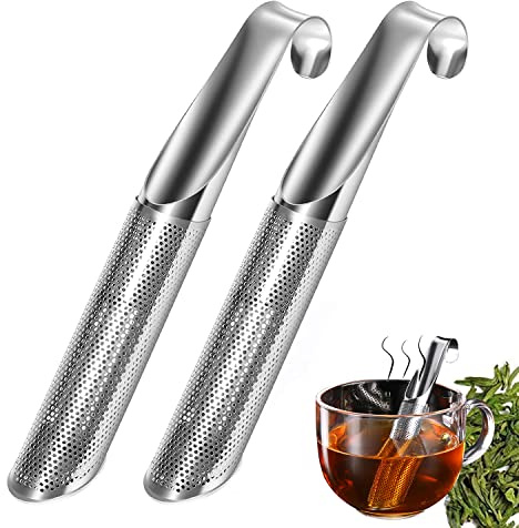 ACEBON Tea Strainers for Loose Tea, 2 PCS Stainless Steel Tea Infuser, Loose Leaf Tea Steeper, Long-handle Tea Filters for Tea, Coffee, Seasonings, Spices, Gifts for Mother Father
