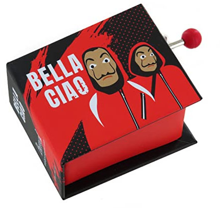 Lutèce Créations Carillon/Scatola Musicale a manovella di Cartone Illustrato a Forma di Libro con meccanismo Musicale 18 Note - Bella Ciao (Tradizionale)