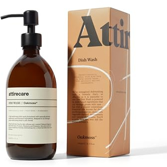 Attirecare Plant-Based Dishwashing Liquid, 500ml - Gentle on Hands, Tough on Grease - Oakmoss Botanical Scent, Vegan & Cruelty-Free