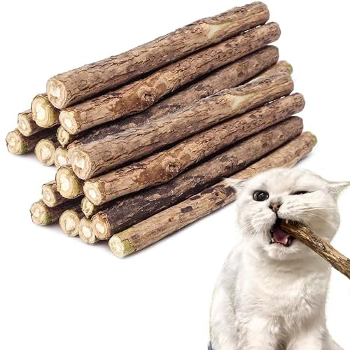 MagiSel 20 Stück Katzenminze Sticks, Matatabi-Kausticks, Katzenminze Spielzeug, Katzen Kauhölzer Sticks, Kauholz Katze Catnip Sticks, für Zahnpflege & Gegen Mundgeruch Natürlich Sicher Katzensticks
