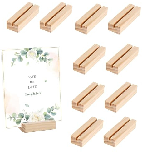 10 Stück Kartenhalter Holz, Tischkartenhalter, MenüKartenhalter, Tischkartenhalter Holz, Kartenhalter Postkartendekoration, Elegante Kartenständer Und Fotos, Memos, Notizen Und Postkarten