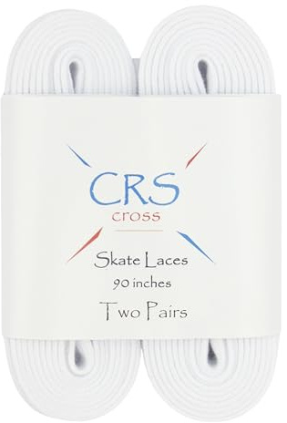 CRS Cross Figure Skate Laces. 2 Pair. White, Polyester, Stay Tight Skate Lace for Ice Skating, Figure and Roller Skates (114 Inch)