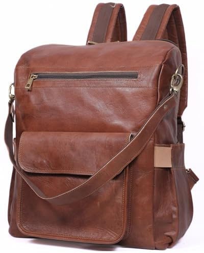 Bagsifi Genuine Leather Laptop Backpack for Women Designer Brown Leather Backpack Purse with 15.6-inch Laptop Computer Compartment Best for Work, Travel, and Daily Use