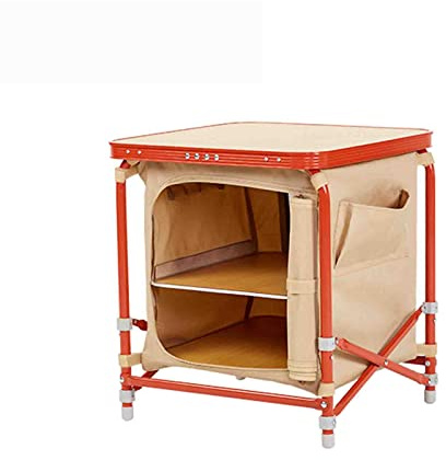 KJLYLPP Folding Camping Storage Cabinet with Carry Bag, Portable Outdoor Camping Organizer Kitchen Table, Quick Set-up for Camping Picnic Backyard (2)