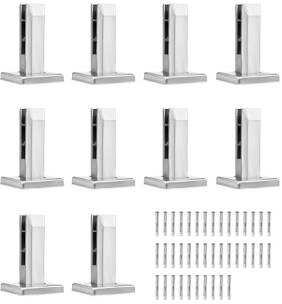 VEVOR Abrazadera de Vidrio, 10 Soportes de Barandilla de Vidrio Cuadrado 100 x 100 x 160 mm para Vidrio Templado de 8-12 mm de Espesor, Acero Inoxidable 304, para Balcón, Jardín, Escalera, Plateado