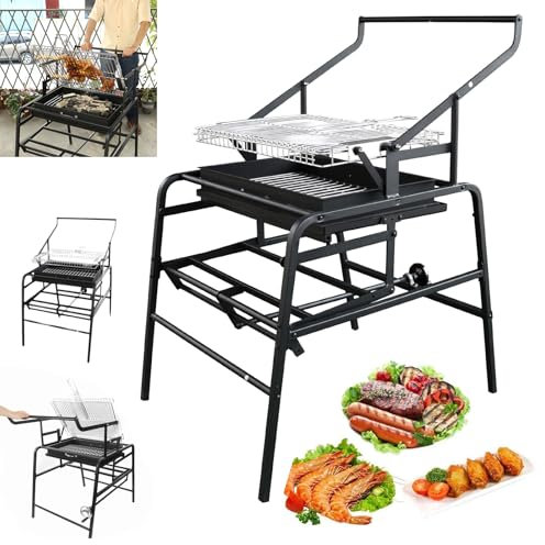 PARTSUN Parrillas de carbón giratorias de 360°, parrilla de barbacoa giratoria de acero inoxidable, parrilla de carbón portátil, estufa al aire libre para camping, barbacoa, picnic, fiesta en la