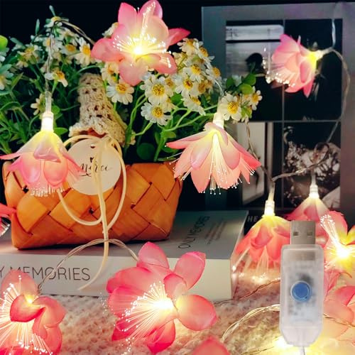 Pink LED Flower String Lights,16.5ft 30 LED Flower Fairy String Light ,USB Plug Fairy Lights for Bedroom, Valentines Day, Holiday, Partry, Indoor,Birthday, Mothers Day Christmas Girls(Pink and White)