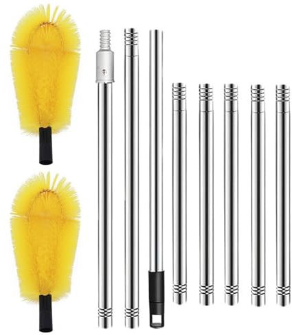 Strumenti telescopici per la pulizia delle grondaie, pulitori per grondaie da terra, Pulitore per grondaie con spazzola per pulizia efficiente, Strumento sicuro per la pulizia delle grondaie. Facile m