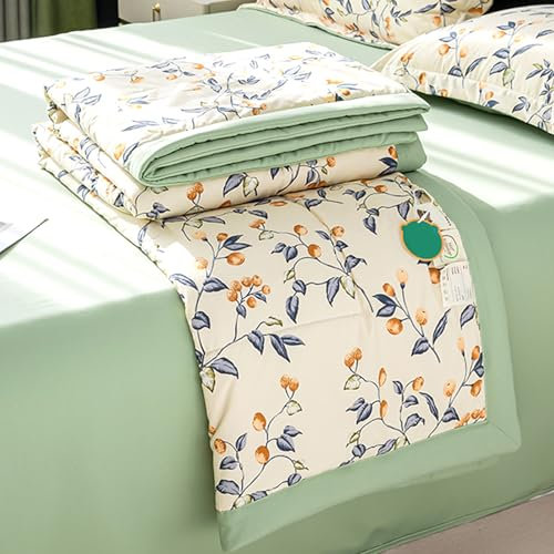 ZCXRYFL EdredóN Fino Y Fresco- Colcha Cama Ligero De Verano, para Pausa para El Almuerzo Manta/Alojamiento para Estudiantes/Noches Calurosas, algodón InteriorExterior(Single: 120X150cm,Green)