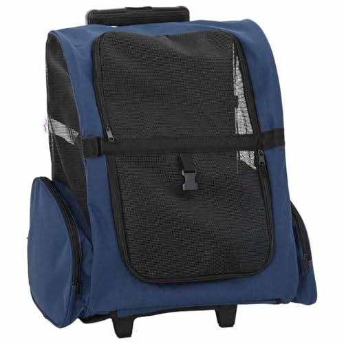 vidaXL Carrito para Mascotas 3 en 1, diseño Azul, 48 x 32 x (57-106) cm, Tela Oxford