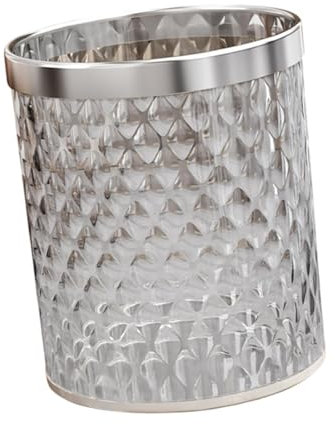 Baoblaze Elegante bidone dei rifiuti 16 L Pesca di immondizia Riutilizzabile Cesto Spazzatura Rotondo Contenitore per la Spazzatura della Spazzatura per la, Argento