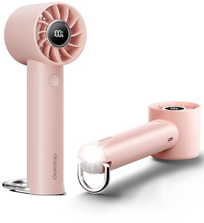 gaiatop Turbo Hand Held Fans with LED Torch Clasp Base, Portable Fans Mini Hand Fan, Travel Essentials Small Handheld Fan Rechargeable for Home Office School Outdoor Camp, Gifts for Women Men, Pink