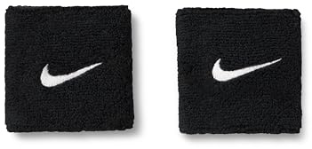 Nike Swoosh Classic Wristbands 2er Pack Schweißbänder Tennis Fitness Running Handgelenkbänder Sport, Black/White, One Size