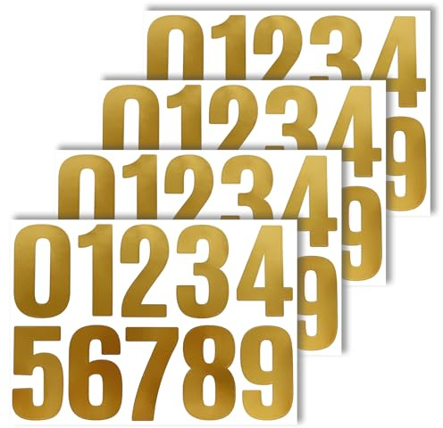 40 Numbers,4-inch 0-9 Large Self Adhesive Number Stickers for Mailbox,House,Outdoor,Signs and Business - Gold