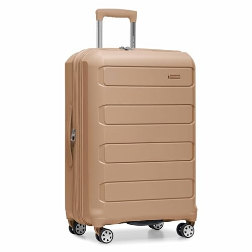 Traveler's Choice Pagosa Hardshell Expandable Luggage with Spinner Wheels, Latte Beige, 2-Piece Set (22/26)