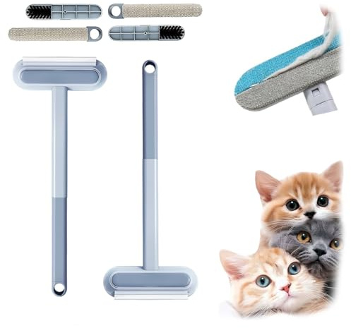 2pcs Pet Hair Removal Tool, 4 In 1 Pet Hair Remover Brush for Carpet Furniture Clothes, 2025 Adjustable Dog Cat Hairs Catcher for Car Glass