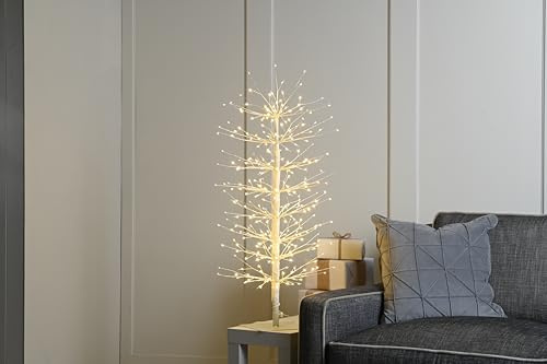 Festive Productions 90cm Lit Mini Twinkling Microdot White Christmas Tree – 320 Warm White LED Lights with Twinkling Effect – Indoor Outdoor Use with 5m Lead Wire