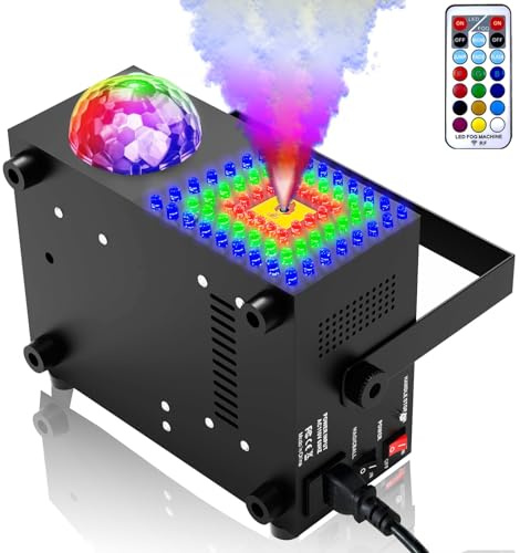 IMONE 2 in 1 Disco Ball Horizontal,Vertical Spray Fog Machine with 72 Lights in Circle,Halloween Smoke Machine Fog with Remote,Fog Machine Outdoor Indoor for Stage DJ Party