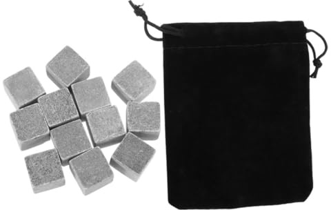 BUGUUYO 12 Pezzi Pietre per Whisky in Marmo Riutilizzabili Cubetti di Ghiaccio in Pietra per Bevande, Raffreddamento Rapido e Prolungato, Set per Eventi Domestici e Bar, Regalo per