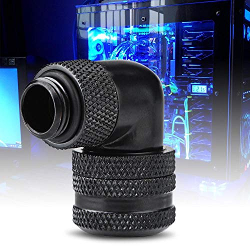 Ashata - de refrigeración de agua para PC - Conexión de dos toques - Rosca G1/4 - Conector de tubo de codo de 90 grados - Accesorios para PC para tubo de 14 mm
