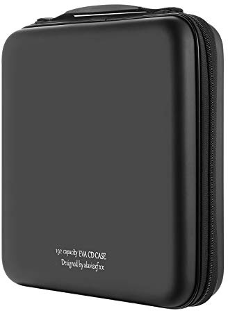 alavisxf xx CD Case, 192 Capacity EVA Protective Blu-ray DVD Case Portable Zipper CD Case Holder Disc Storage Organizer Wallet Bag for Car Home Travel (192 Capacity, Black192)