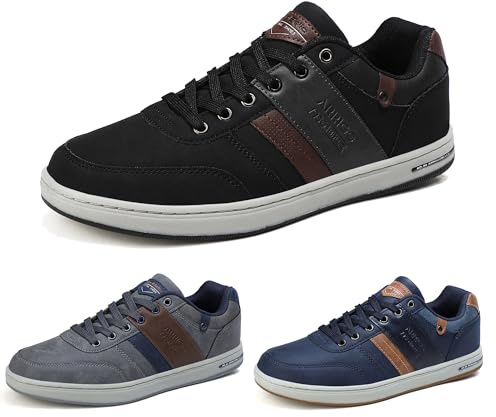 ARRIGO BELLO Casual Shoes Mens Trainers Walking Shoe Skate Athletic Formal Classic Sneakers Men Size 7-11UK, Black, Size 9.5