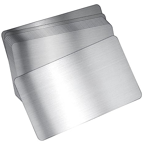 MFCGHXR 10 Pezzi Biglietti da Visita in Metallo Allumin io Argento Spazzolato Biglietti da Visita Laser per Clienti in Ufficio Carte Regalo Fai da Te (Spessore 0,45 Mm)