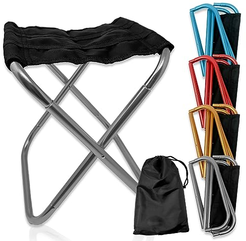 mixed24 Kleiner Aluminium Hocker faltbar inkl. Aufbewahrungstasche Sitzgelegenheit Beinauflage Outdoor Camping Stuhl Falthocker Klapphocker (Grau)