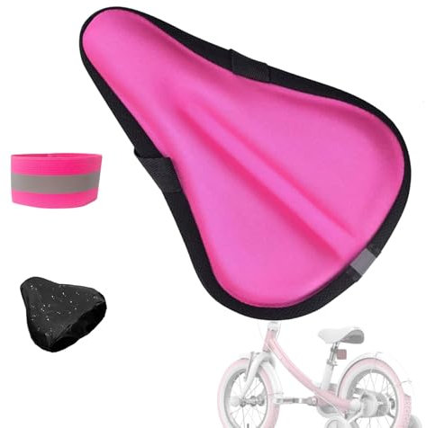 9'' X 6'' Extra Soft Gel Bicycle Seat Cushion- Kids Bike Seat Cushion- with Water&Dust Resistant Cover- Comfortable Small Bike Seat Cover (Pink)