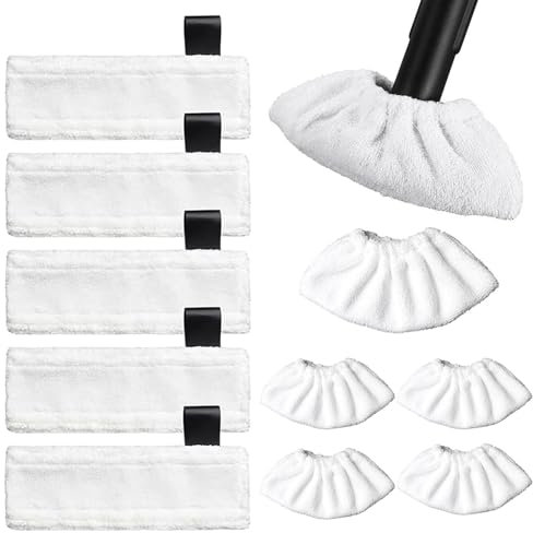 10 Stück Mikrofaser-Tuchset Waschbar für Kärcher Dampfreiniger EasyFix SC1, SC2, SC3, SC4, SC5, SV7 Kärcher Dampfreiniger Zubehör, Ersatztücher Zubehör (5 Bodentücher + 5 Stoffbezug)